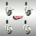 thumbnail image 2 of 3.5 Inch 316SS Gray Polyurethane Swivel 1-1/4 Inch Stem Caster Set 2 Lock Brake, 2 of 2