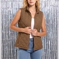 thumbnail image 4 of cocolona Quilted Vest for Women LightWeight Solid Color Basic Sleeveless Jacket Fall Winter Stand Collar Zipper Coat with Pocket, 4 of 6