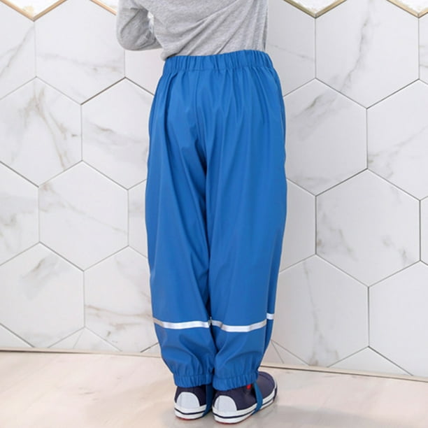Boys Girls Reflective Waterproof Rain Pants Lightweight Rainwear
