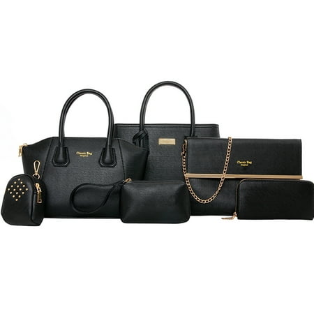 6pcs handbag and purse set coofit faux leather chic tote 6pcs handbag and purse set coofit faux leather chic tote