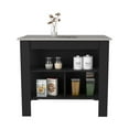 thumbnail image 2 of 27.5Inch Kitchen Island Table with Storage for Home, Kitchen and Dining Room, 2 Shelves, Black&White, 2 of 7