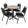 thumbnail image 2 of Regency Cain 42 in. Round X-Base Breakroom Table- Mocha Walnut & 4 Restaurant Stack Chairs- Black, 2 of 2