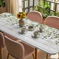 thumbnail image 3 of Green Table Cloths for 8 Foot Rectangle Tables, Eucalyptus Leaves Patio Waterproof Elastic Fitted Tablecloths, Washable Rectangular Table Cover for Camping, 3 of 8