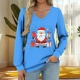 thumbnail image 6 of asdoklhq Womens Fall Tops Women's Fashionable and Casual Loose Christmas V-neck Long Sleeved T-shirt Top Blue S, 6 of 6