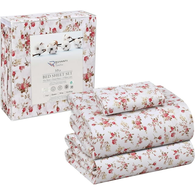 Draps en Coton Draps en Percale Frais et Croustillants pour Lit Simple Respirants et Durables Ensemble de Draps Simple es Draps à Poches Profondes Pièces Florales Lilas