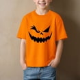 thumbnail image 2 of larppty Toddler Boy Girl Halloween T-Shirts Skeleton Kids Pumpkin Short Sleeve Shirts (Orange,3-4 Years), 2 of 4