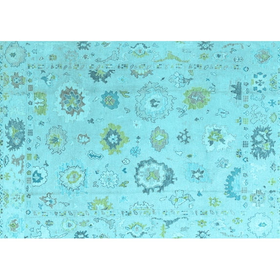 Ahgly Company Indoor Rectangle Oriental Light Blue Traditional Area Rugs, 5' x 7'