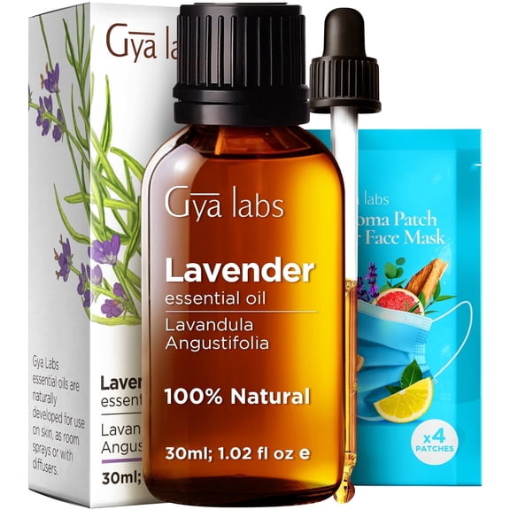 Gya Labs Lavender Essential Oil for Diffuser - Lavender Oil for Skin, Hair, Massage, Candle Making & Aromatherapy (1.02 Fl Oz)