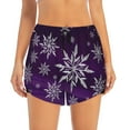 thumbnail image 4 of Lsque Snowflake Gradient Purple Printed Women's Running Shorts with Liner Pockets,Elastic Quick Dry Workout Athletic Gym Yoga Shorts,Womens High Waist Shorts-Medium, 4 of 9