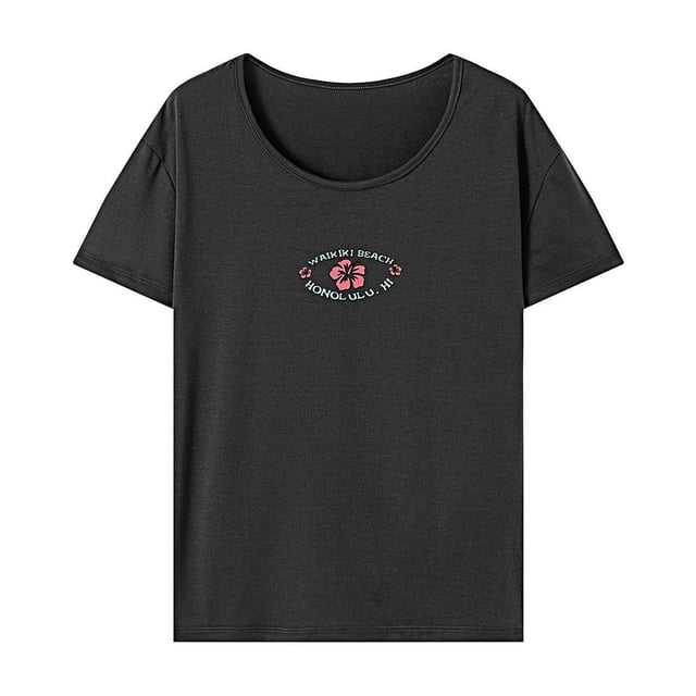Camiseta para mujer, camiseta de verano con cuello redondo para mujer, para ir de compras, vacaciones, senderismo XL