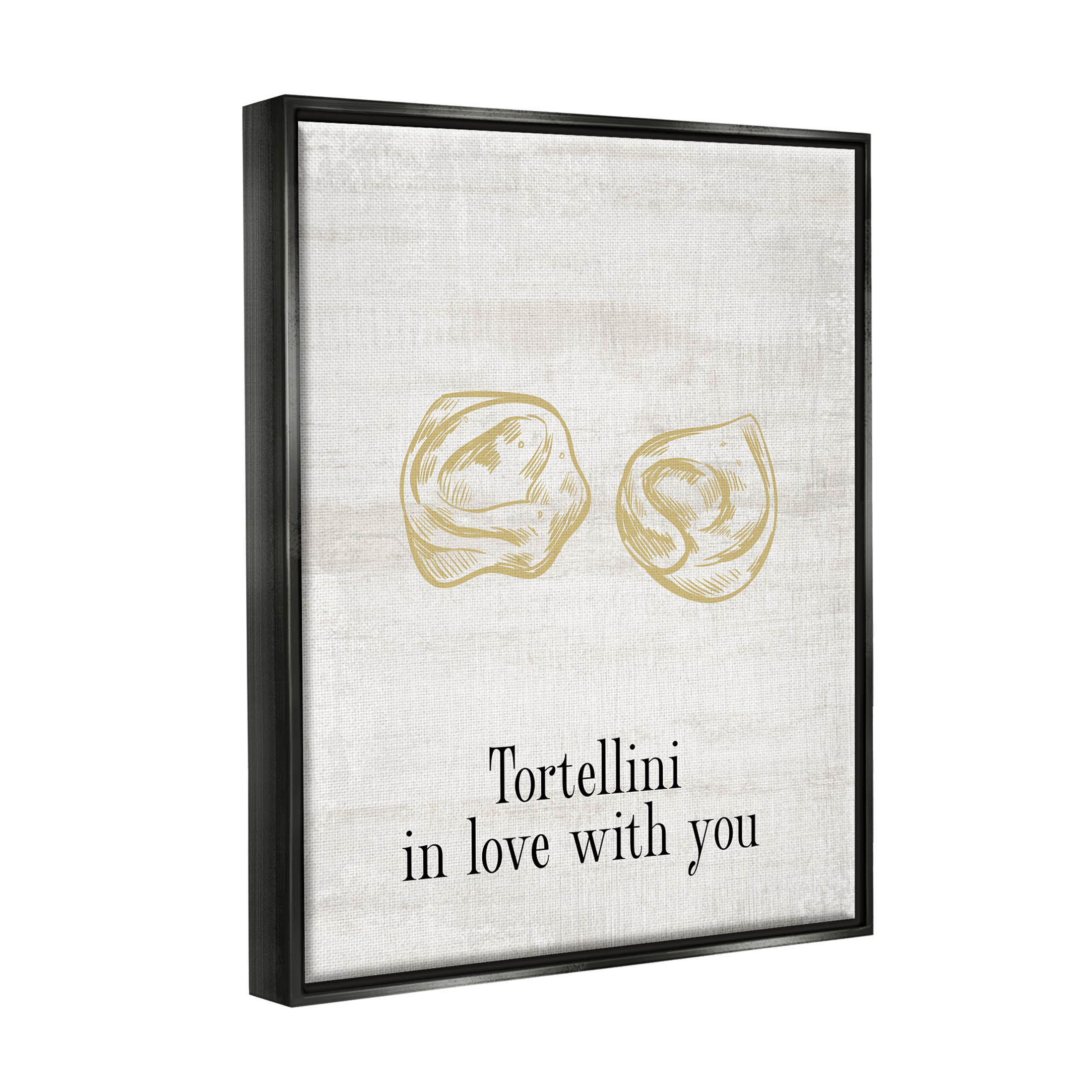 Stupell Industries Tortellini In Love With You Humor Graphic Art Jet Black Floating Framed Canvas Print Wall Art, Design by Lil' Rue