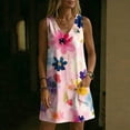 thumbnail image 5 of QUNYINEY Mini Sun Dresses for Women A Line Beach Sleeveless Floral Tank Dress Loose Fit V Neck with Pockets Casual Dresses, 5 of 7