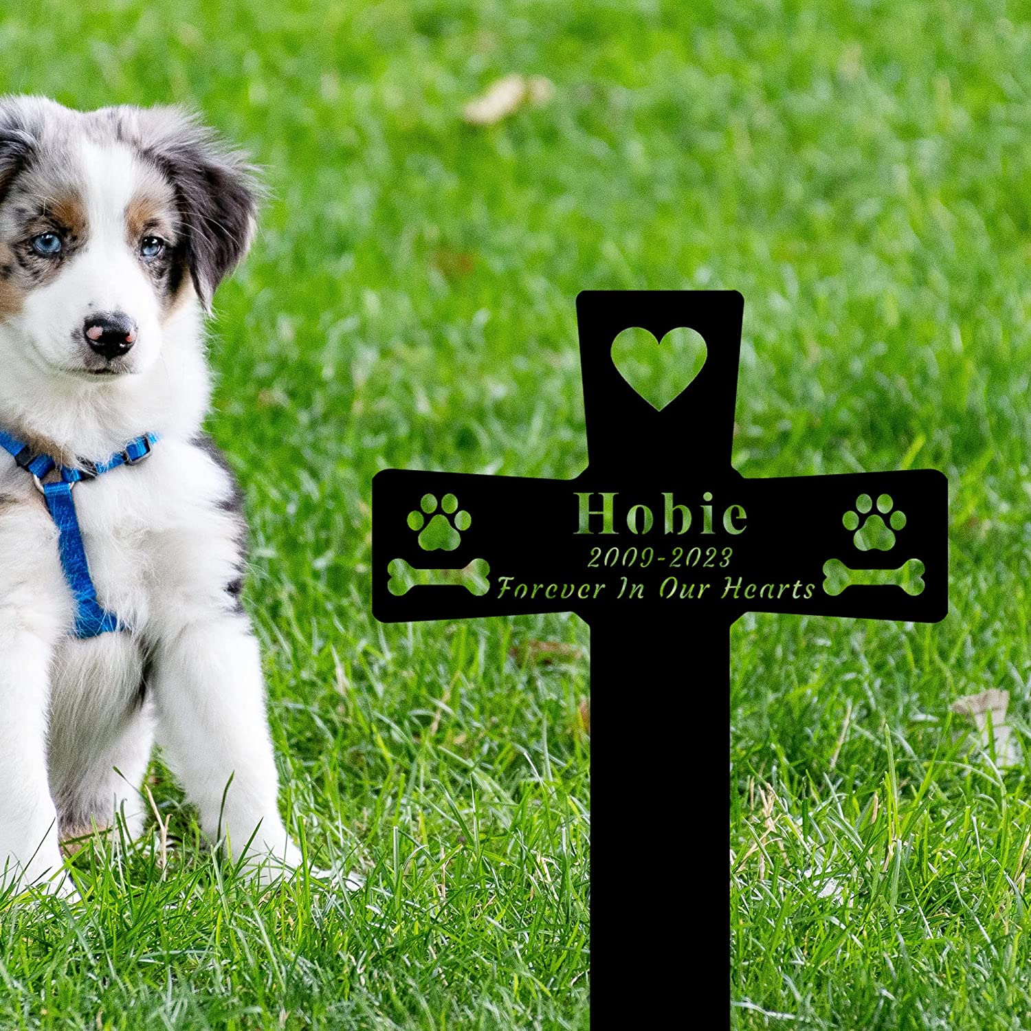 KERUITA Custom Dog Grave Markers Cross Personalized Dog Memorial Grave