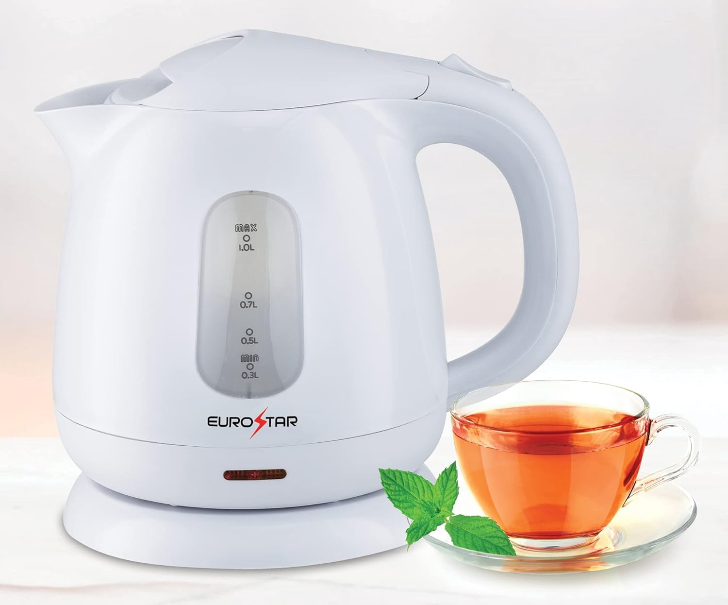 EUROSTAR EKP102WH 1.0L Plastic Electric Kettle, White