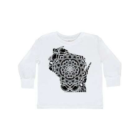 

Inktastic Wisconsin Silhouette Mandala Gift Toddler Boy or Toddler Girl Long Sleeve T-Shirt