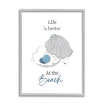 Life Better At Beach Clam Pearl Animals & Insects Graphic Art Gray Framed Art Print Wall Art