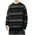 thumbnail image 2 of UVEASISHA Striped Sweater Mens Color Block Knitted Pullover Round Collar Fashion Drop Shoulder Jumper Tops Comfy Casual Loose Ribbed Knit Sweaters Clearance Sales Today Dark Gray 3XL, 2 of 4