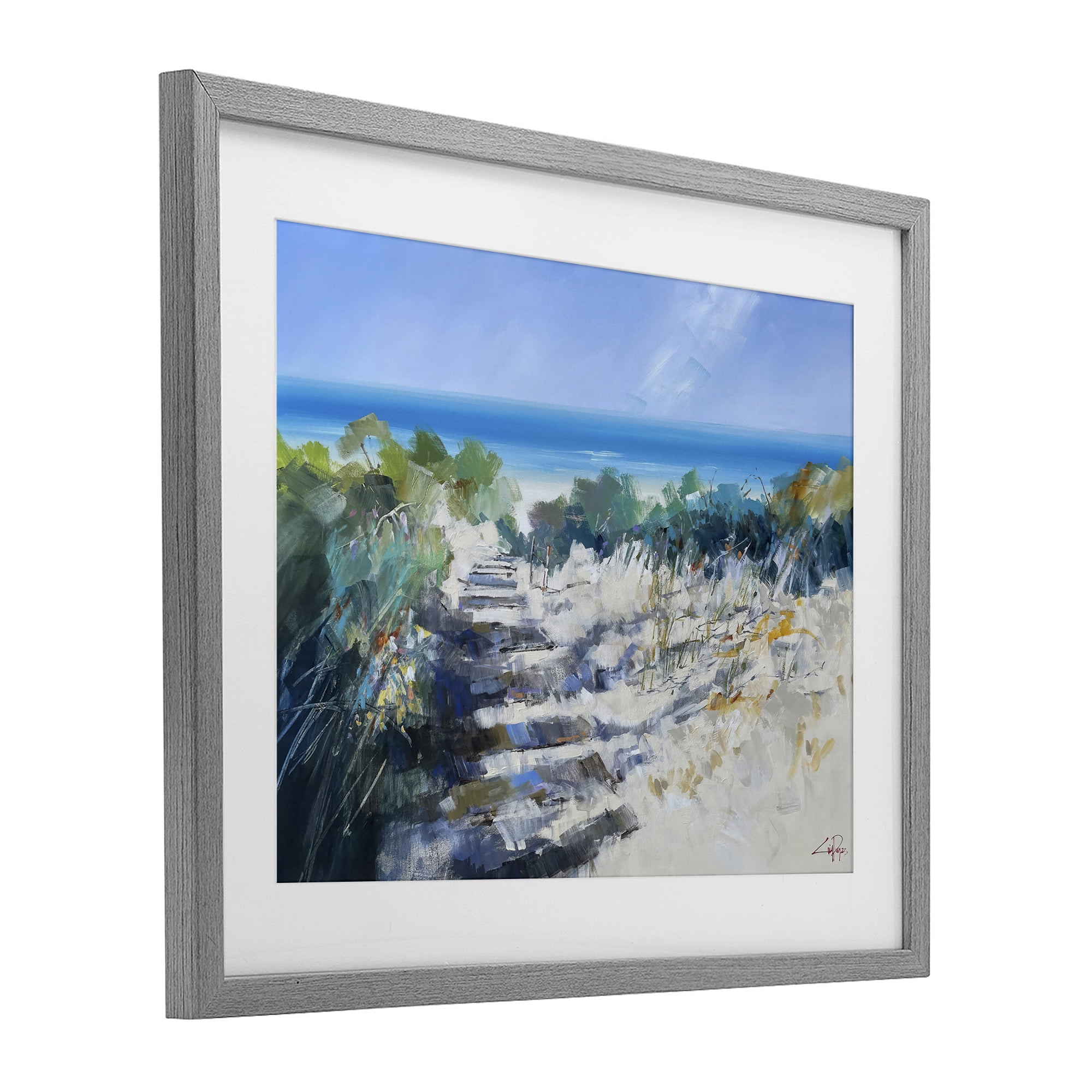 Stupell Industries Beach Steps in Robe Gray Framed Print Under Glass, design by Craig Trewin Penny