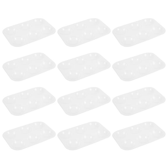 CATIEBYE 12Pcs White Plastic Six Hole Palette Set for Watercolor and Acrylic Painting