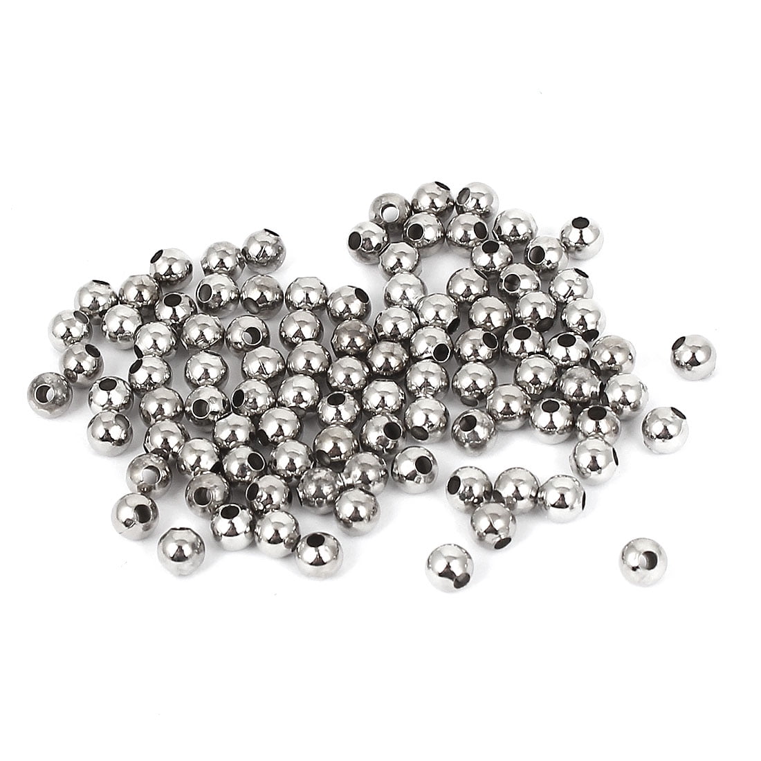 1000Pcs Silver Tone Smooth Ball Spacer Beads 3mm Dia. 