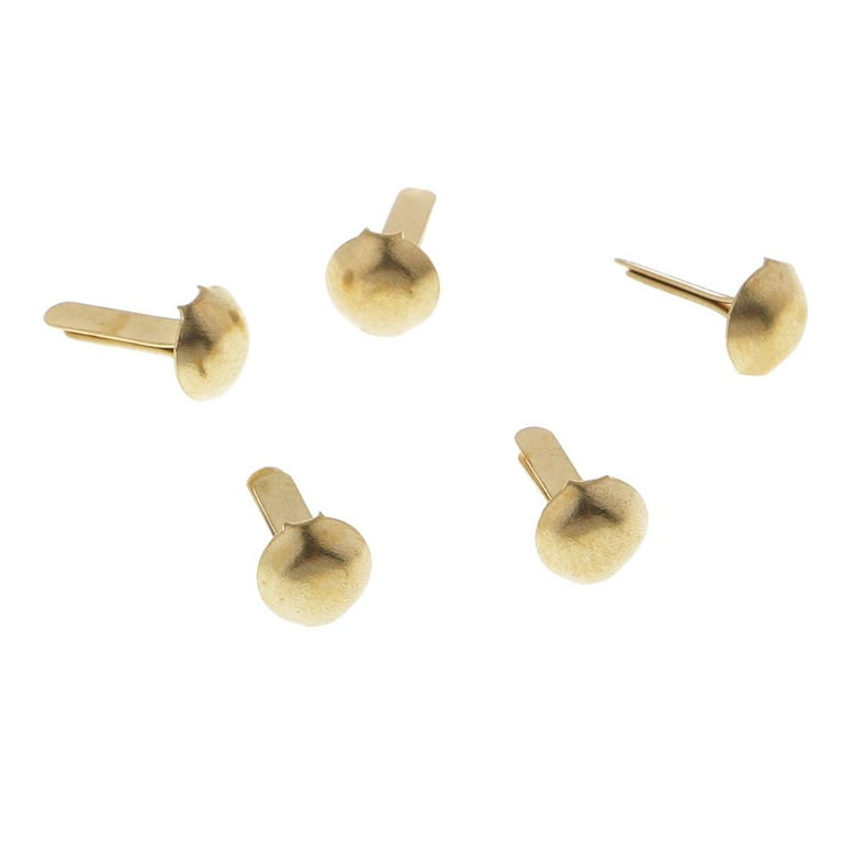 moinkerin 200 Pcs Mini Brads Metal Brad Fasteners Split Pins PastelRound  Brads for Paper Craft DIY Stamping Scrapbooking (Golden, 0.3 X 0.47 Inch)