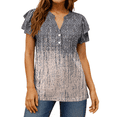 thumbnail image 4 of UVN Summer Blouse for Women Ruffle Short Sleeve Shirts V Neck Button Down Elegant Ladies Tops, 4 of 9