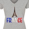 thumbnail image 4 of Inktastic France Eiffel Tower Flag in Text Women's V-Neck T-Shirt, 4 of 5