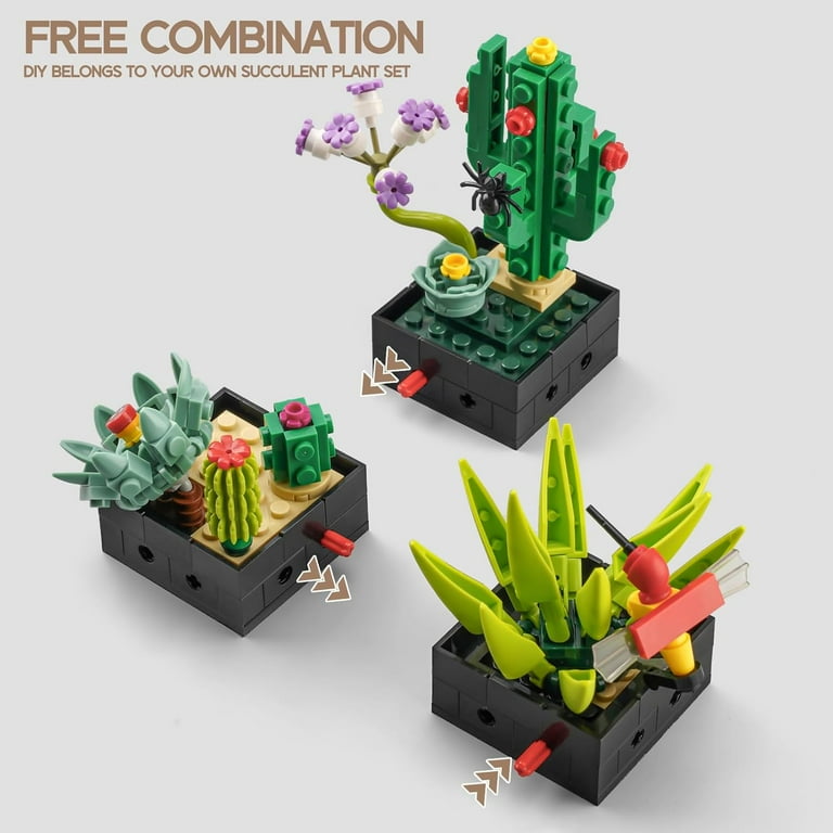 GZBrick Succulents Flowers Plant Botanical Building Sets Home