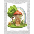 thumbnail image 1 of Fantasy Tapestry, Magic World with Mushroom House in the Forest with Rainbow Fairytale Children Print, Wall Hanging for Bedroom Living Room Dorm Decor, 40W X 60L Inches, Multicolor, by Ambesonne, 1 of 2