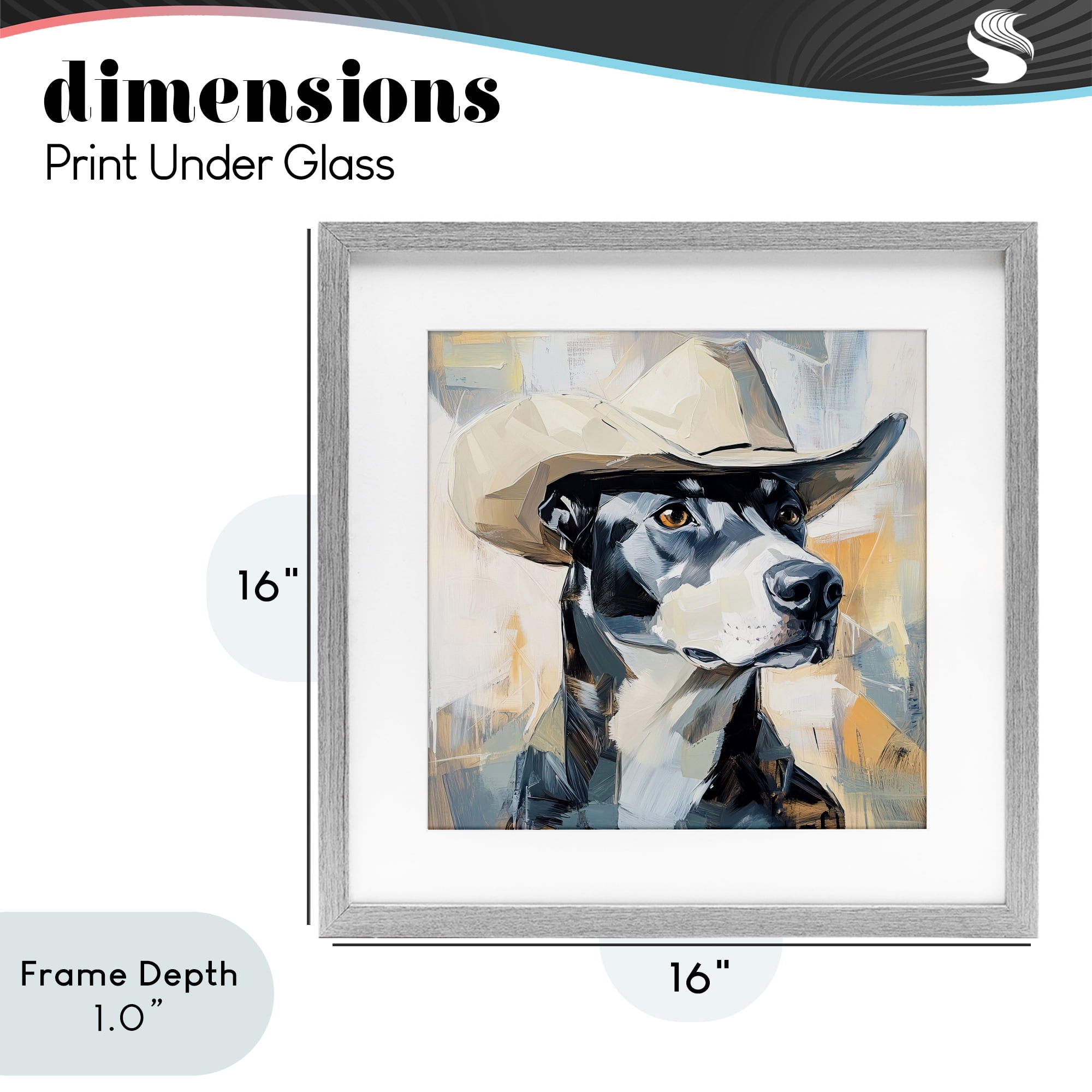 Stupell Industries Deputy Dog Cowboy Hat Gray Framed Print Under Glass, design by Tina LeCour