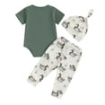 thumbnail image 3 of Okbabeha Newborn Baby Boys Clothes 0-18M Cotton Letter Print Pant Set Infant Bodysuit Romper+Pants+Hat 3PCS, 3 of 8
