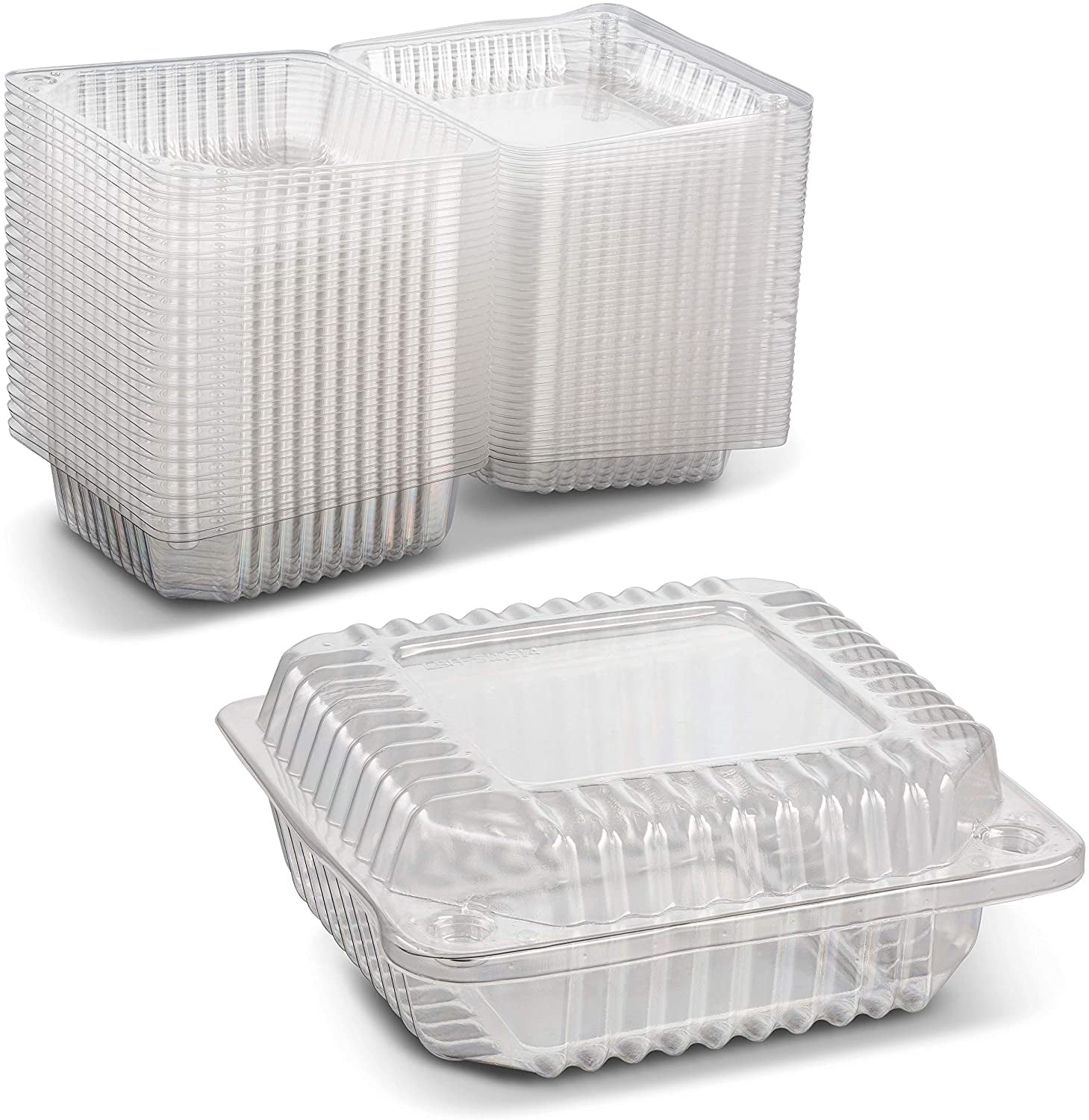 6x8” Microwavable 2 Compartment Clear Lid