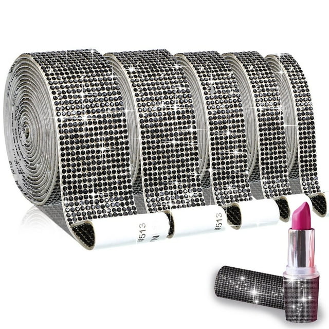 CUITING 5 Rolls Super Self Adhesive Art & Craft Tape with 2 mm Rhinestones Strips Sticker(Silver)