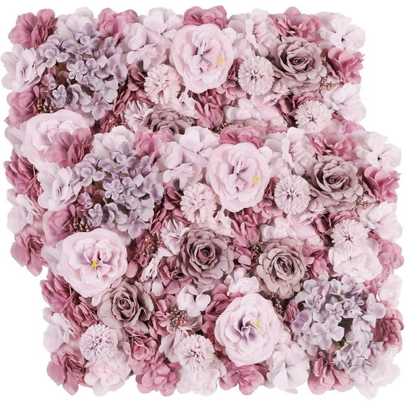 Aonewoe 2 Pack Artificial Flower Wall Panels 16" x 24" Dusty Pink Rose Flower Wall Mat Silk Flower Panels for Backdrop Ceremony Wedding Wall Decoration