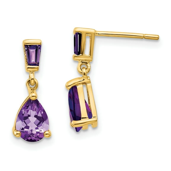 Primal Gold 14 Karat Yellow Gold Amethyst Dangle Post Earrings