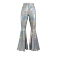 thumbnail image 4 of Idoravan Sequin Flare Pants Sparkly Glitter High Waisted Bell Bottoms Leggings Party Disco Clubwear for Women Women's High Elasticity High Waist Shiny Leather Skinny Pants, 4 of 5