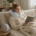 thumbnail image 4 of Memory Foam Travel Neck Pillow Adjustable Drawstring Support Head Rest Breathable Neck Cushion For Airplane Car Office(Blue-23Cm), 4 of 4