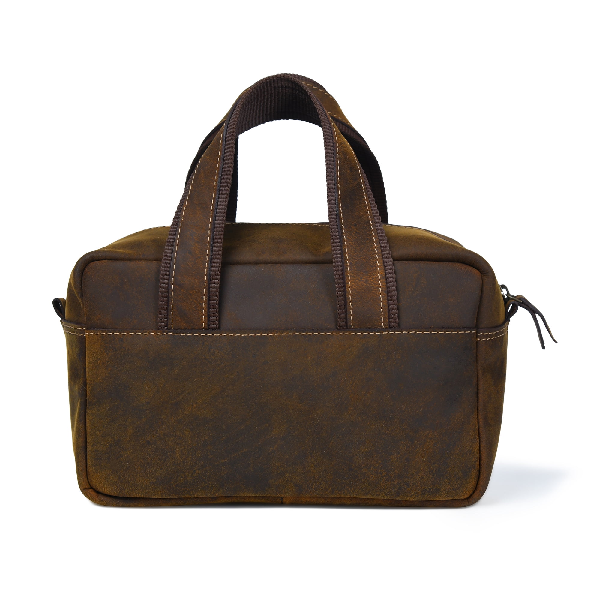 Extra Large Top-Grain Leather Toiletry Bag, Shaving Kit & Cosmetics Case, 10x6x5.5 in, Travel Organizer for Men & Women Dark Brown