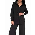 thumbnail image 1 of Conjuntos de 2 Piezas para Mujer: Conjuntos Casuales de Salón, Camisas de Larga con Botones y Pantalones de Pierna Negro XL, 1 of 9