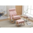 thumbnail image 2 of Polyester Upholstered High Backrest Accent Glider Rocker Chair With Ottoman Pink, 2 of 5