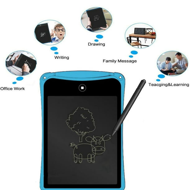 6 Pouces LCD Écriture Tablette Électronique Écriture Tampons Dessin Conseil Cadeaux Enfants Bureau Tableau Noir - Effacer le Bouton de Verrouillage Inclus Bleu