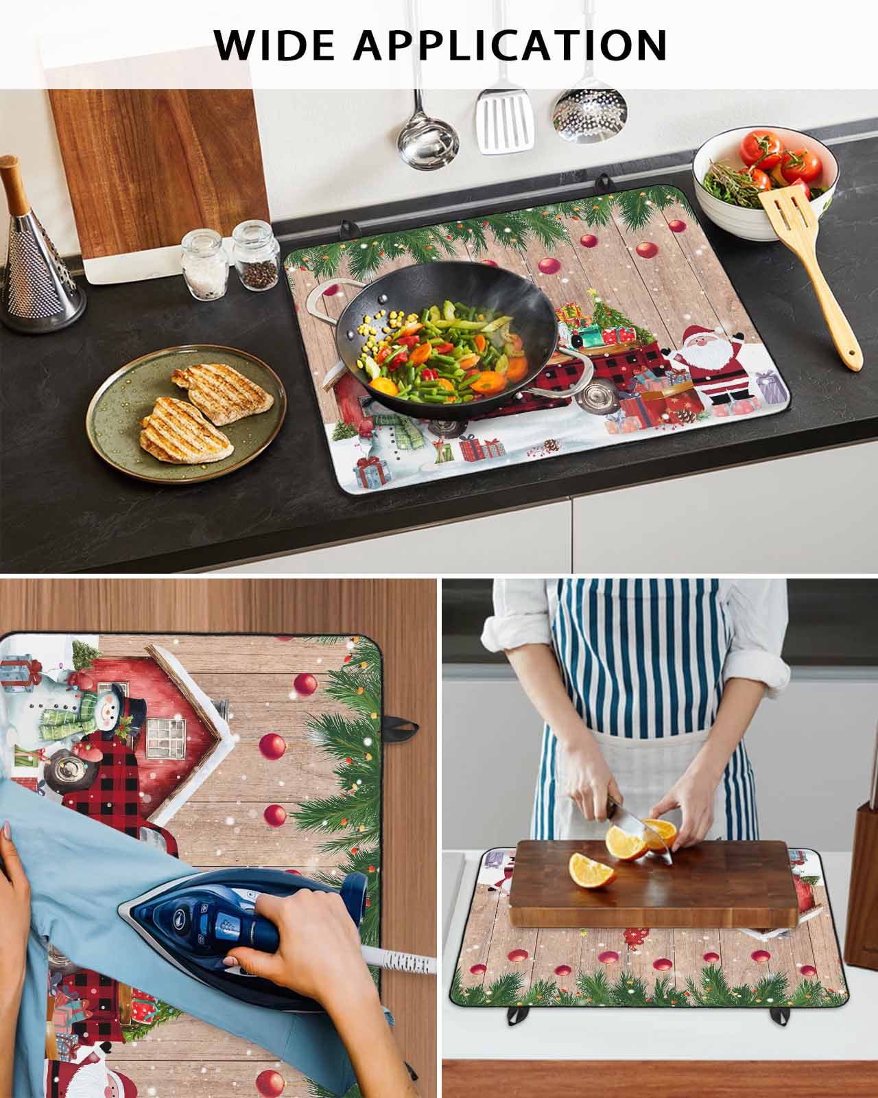 Large Induction Cooktop Protector Mat Christmas Gnomes Stove Top Covers for Electric Stove, Snowman Rustic Truck Xmas Tree Balls Snowflakes Decorative Stove Burner Cover Mats, Glass Top Stove Cover