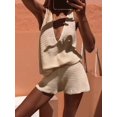 thumbnail image 6 of Women'S 2 Piece Outfits Deep V Neck Sleeveless Tank Tops and Shorts Summer Vacation Sets Rice M, 6 of 7