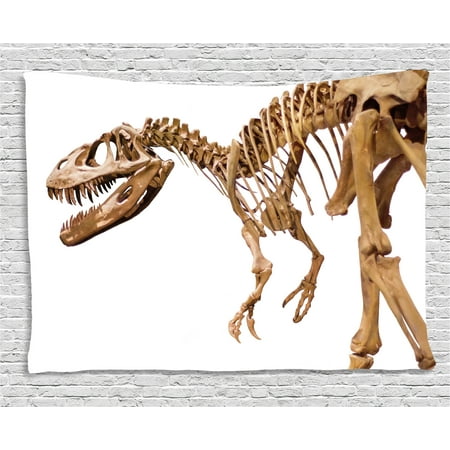 - Dinosaur Tapestry, Archeology Museum Theme Wild Tyrannosaurus Rex Skeleton Jurassic Period, Wall Hanging for Bedroom Living Room Dorm Decor, 60W X 40L Inches, Light Caramel White, by Ambesonne