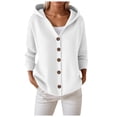 thumbnail image 5 of idosla Sweaters for Women Button Up Hoodie Cardigan Solid Color Ribbed Hooded Warm Outerwear Winter Jumpers Sweater (White, XL), 5 of 6