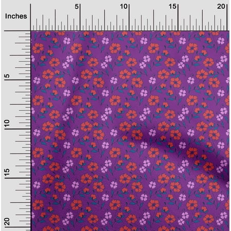 oneOone Polyester Lycra Fabric Leaves & Floral Block Print Fabric By The Yard 56 Inch Wide