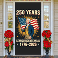 thumbnail image 5 of Red White Blue 250th Anniversary Banner Vintage Retro Washington Commemorative Backdrop Star Pattern Semiquincentennial Motif Founding Father Display for National Holiday Celebration Patriotic Event, 5 of 8