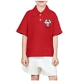 thumbnail image 1 of Luvoko Big Boys Uniform Pique Polo Shirt,Solid Color Cartoon Characters Print Uniform Performance for Big Boys Athletic Shirts with Collar, Front Button Closure(Red,8-9 Years), 1 of 5