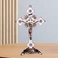 thumbnail image 4 of Crucifix and Stand Figurine Christian Tabletop Metal Sculptures for Chapel Home Decor Religious Gifts Collectible , White, 4 of 9