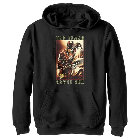 Boy's The Flash Running Through Time  Pull Over Hoodie Black Large